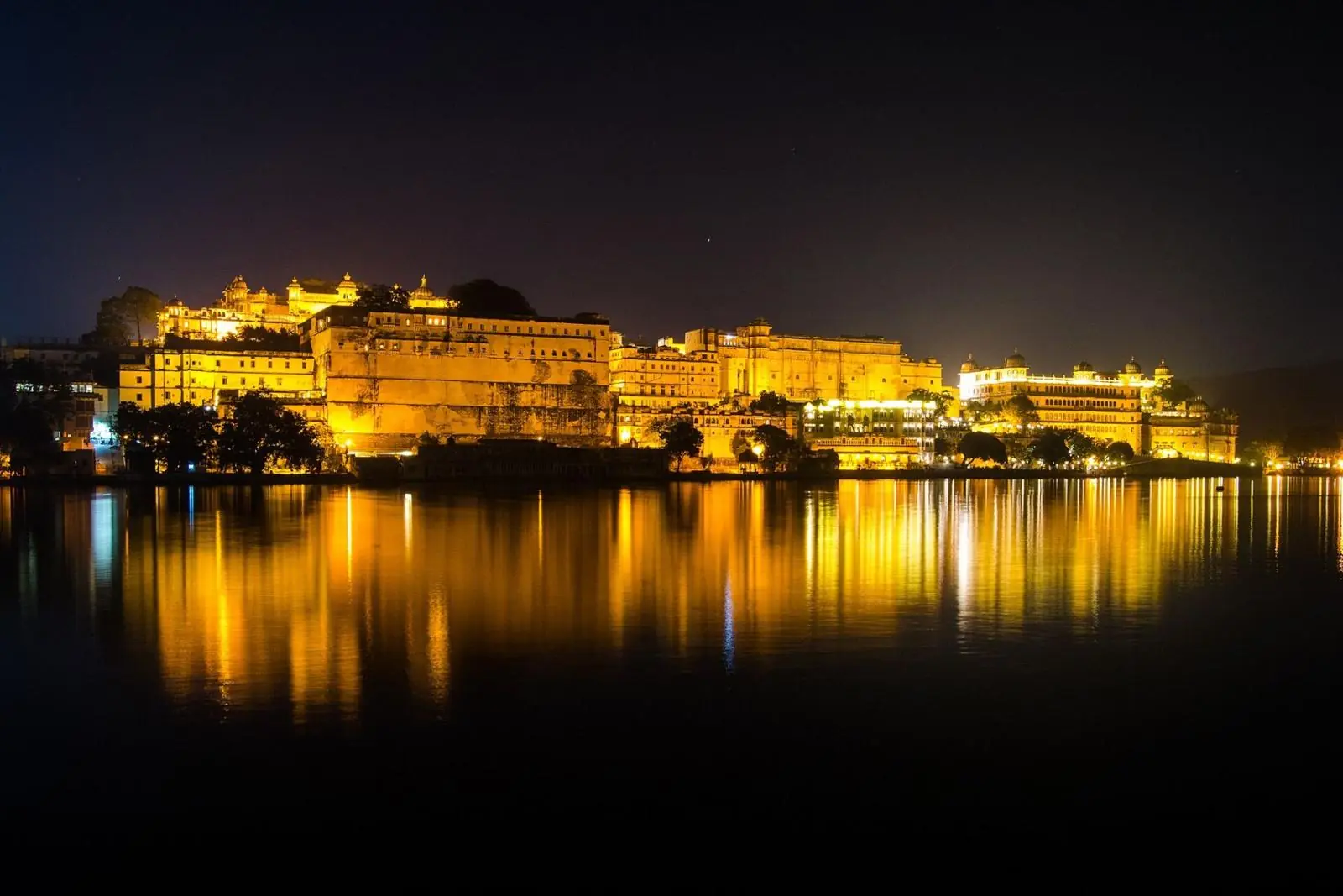 City Palace from Lake Pichola after dark