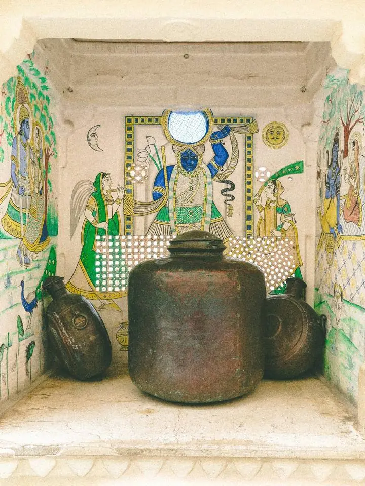 Pots and painted walls